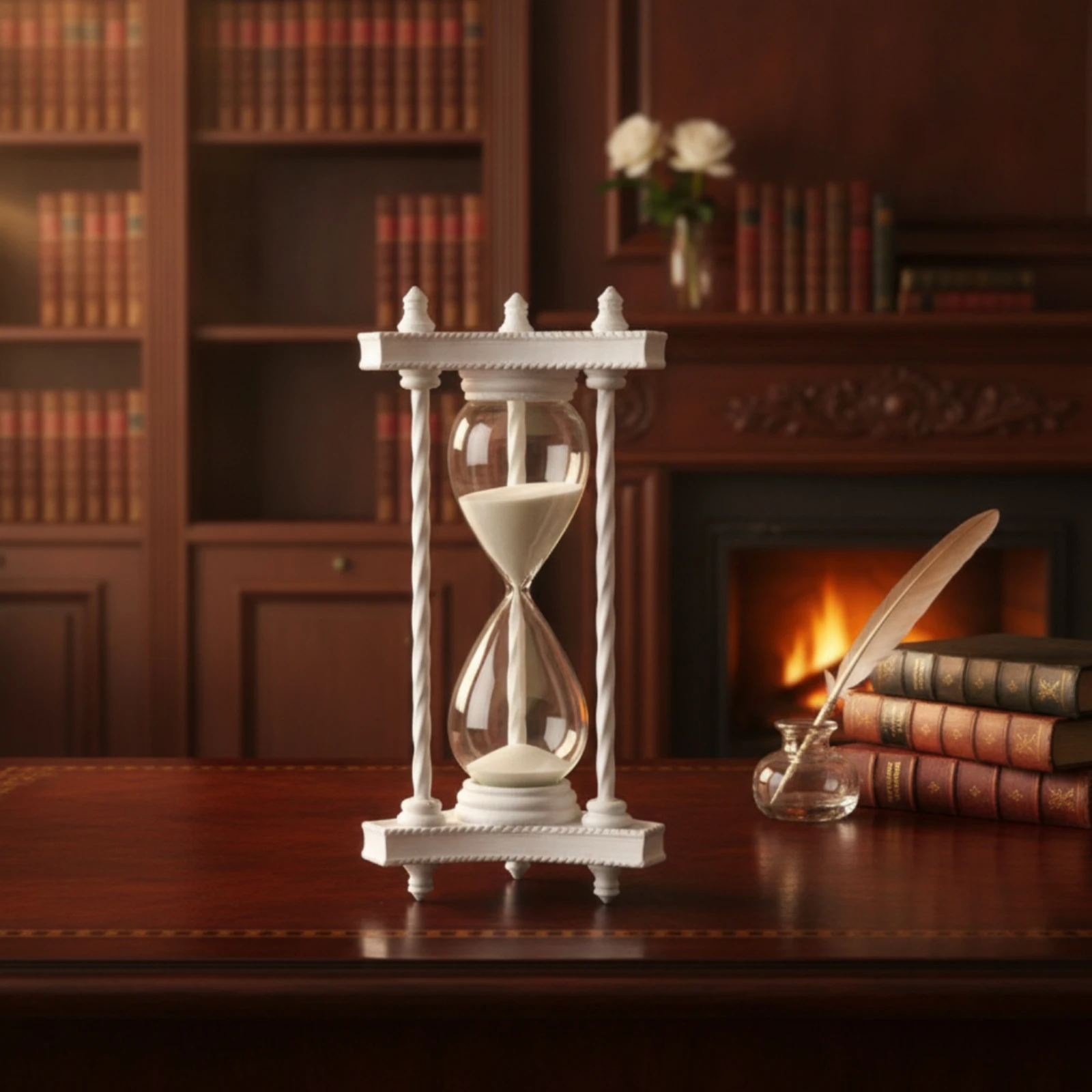 Hourglass with Triangular Frame Sculptural Hourglass Timer Sandglass Elegant Hour Glass Modern for Home Decor, Desk