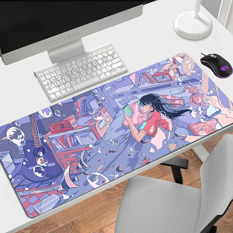 

Mouse Pad Japanese Anime Large Gamer Mousepad Keyboard Mat XXXL Mouse Mats 31.4x11.8in Rubber Desk Pad Design Desk Rug