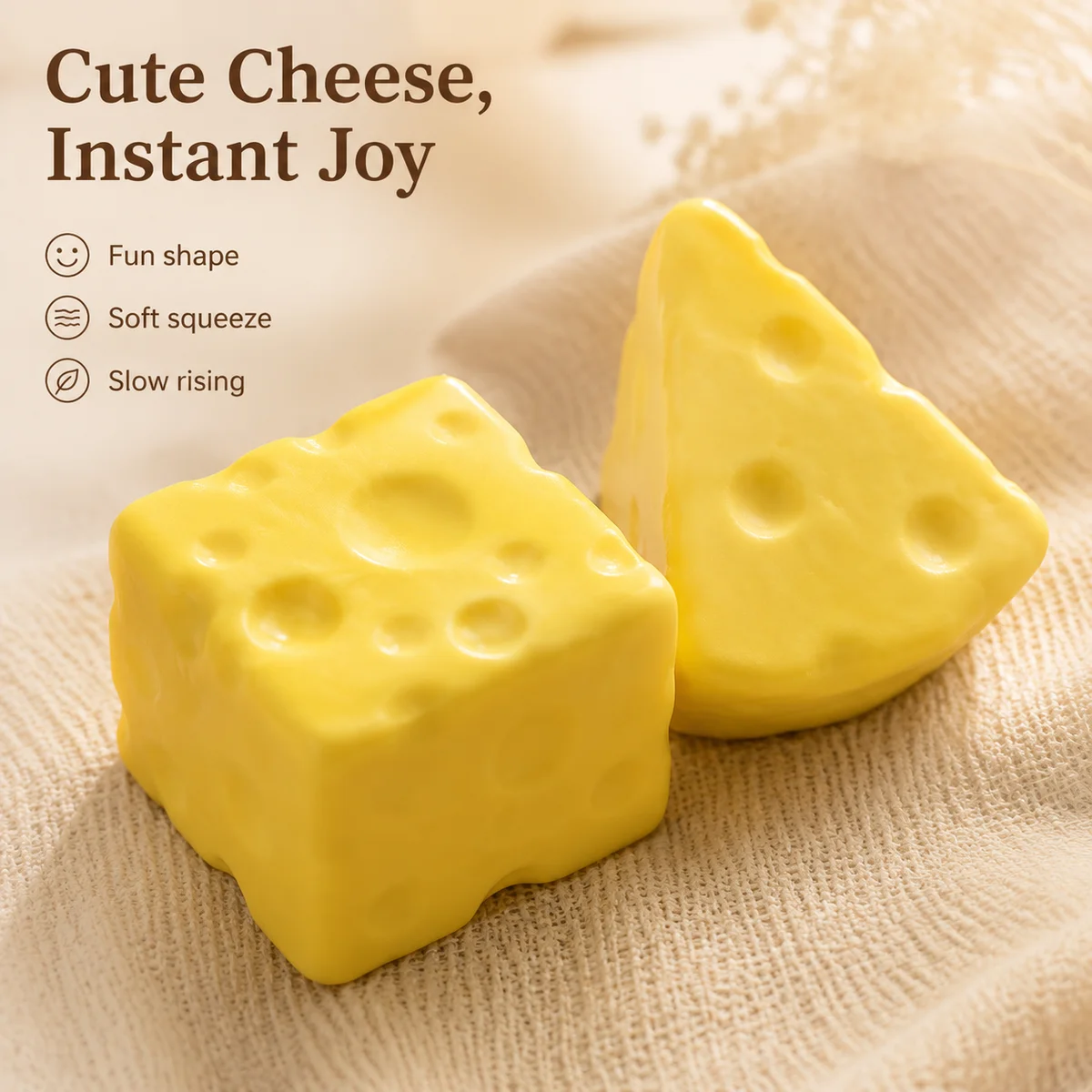 New Cheese Slow Rebound Wet Soft Toy Stress Relief Kneading Music Relaxing for Anxiety Relief