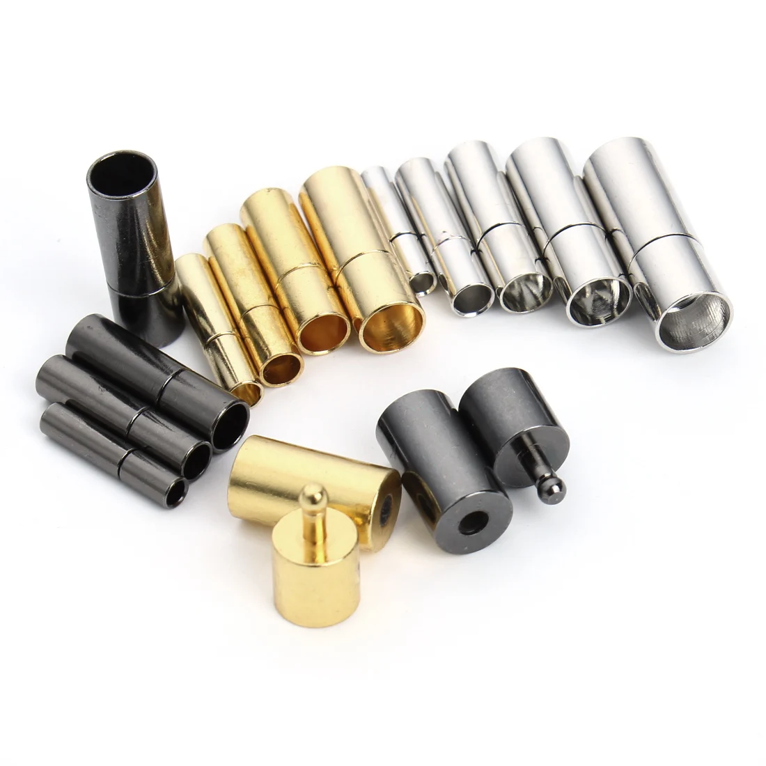 10 teile/los Rotguss/Gold/Rhodium Farbe Metall kappen End verschlüsse passen 2.5/2/3/4/5/6mm runde Leders chnur für DIY Schmuck Befunde f802