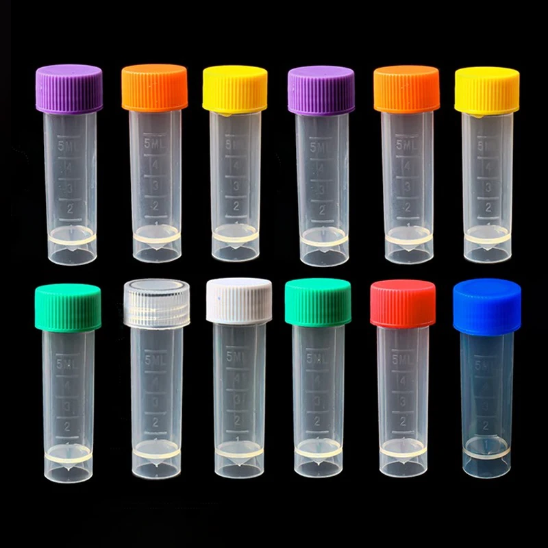 

200Pcs/lot 5ml Plastic Freeze Pipe Freezing Tube with Silicone Gasket Cryovial Shool Lab Experiment Supplies