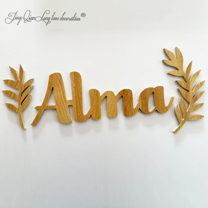 Custom Wooden Nameplate Personalized Laser-Cut Nursery Wedding Decor Baby Shower Name Sign
