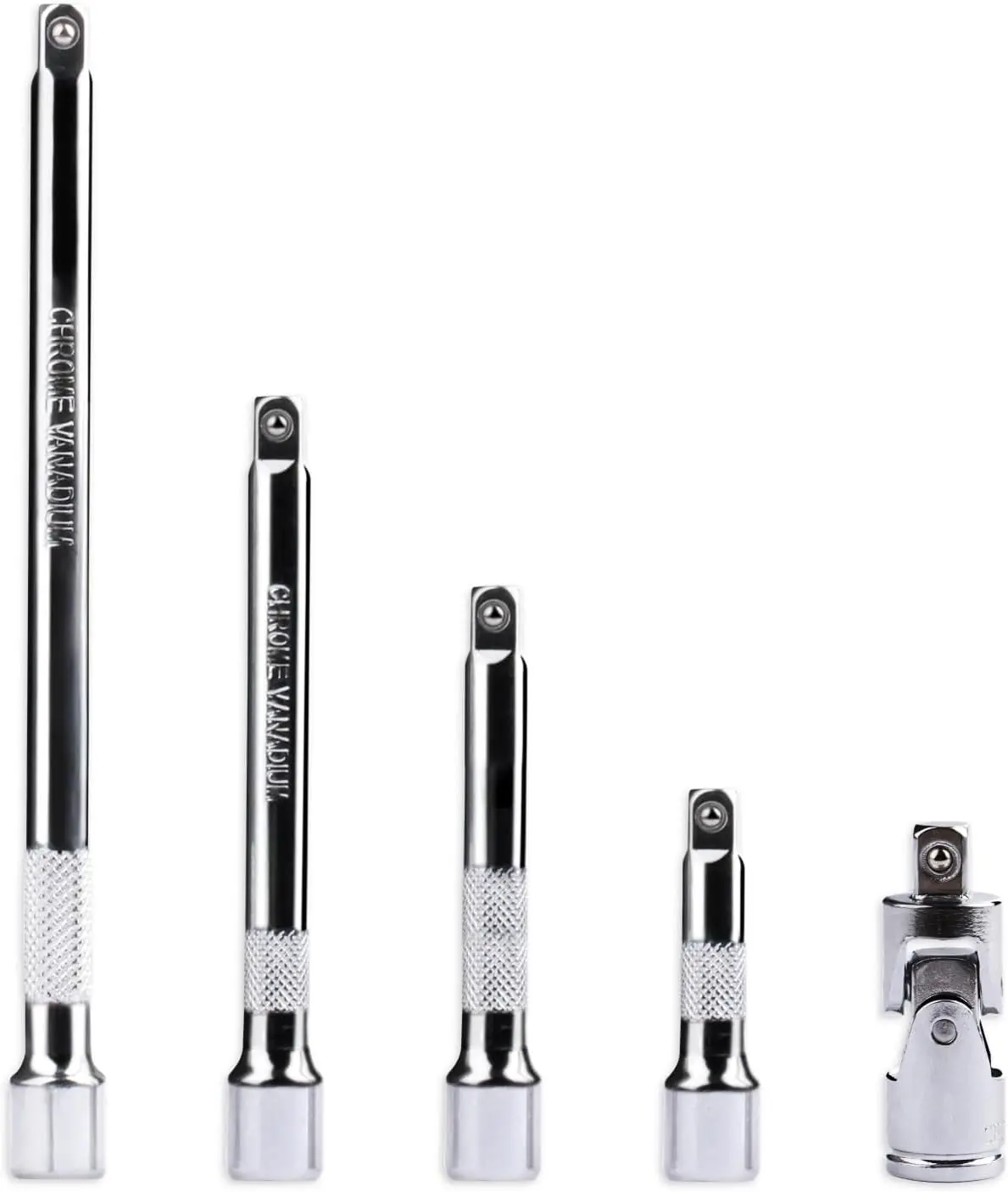 

5 Pcs 1/4' Socket Extension Set with Universal Joint, Chrome Vanadium Steel