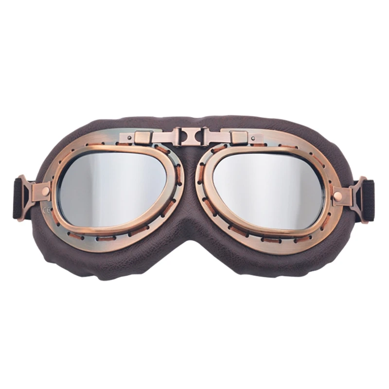 Retro Motorcycle Glasses Vintage Goggles for Pilot Steampunk Bike Helmet