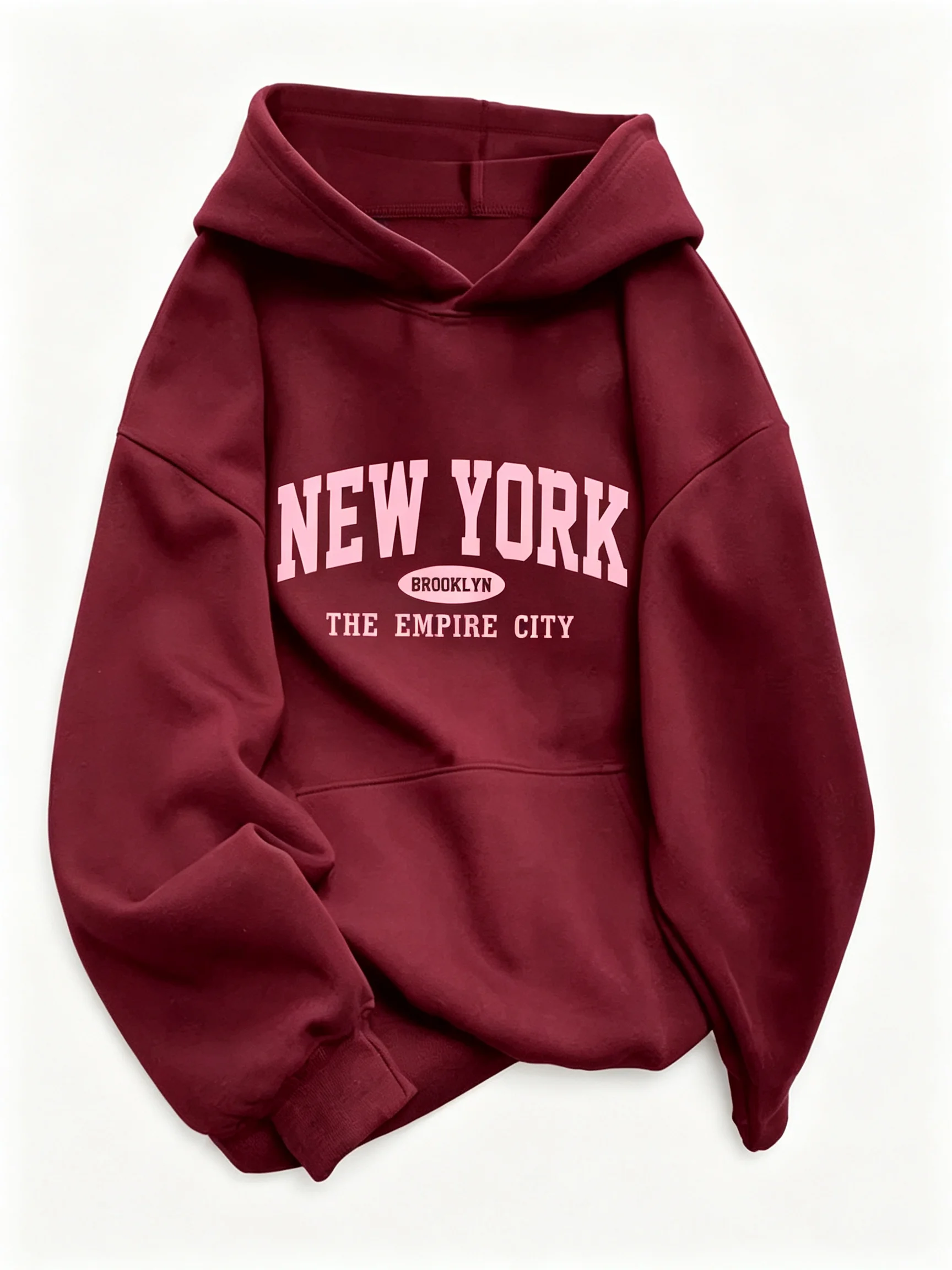 Damen-Hoodie mit lockerem Schnitt, Buchstaben- und geometrischem Muster, lässiger Streetwear-Pullover, langärmeliges Sweatshirt mit Kängurutasche für Damen. – Detail 13