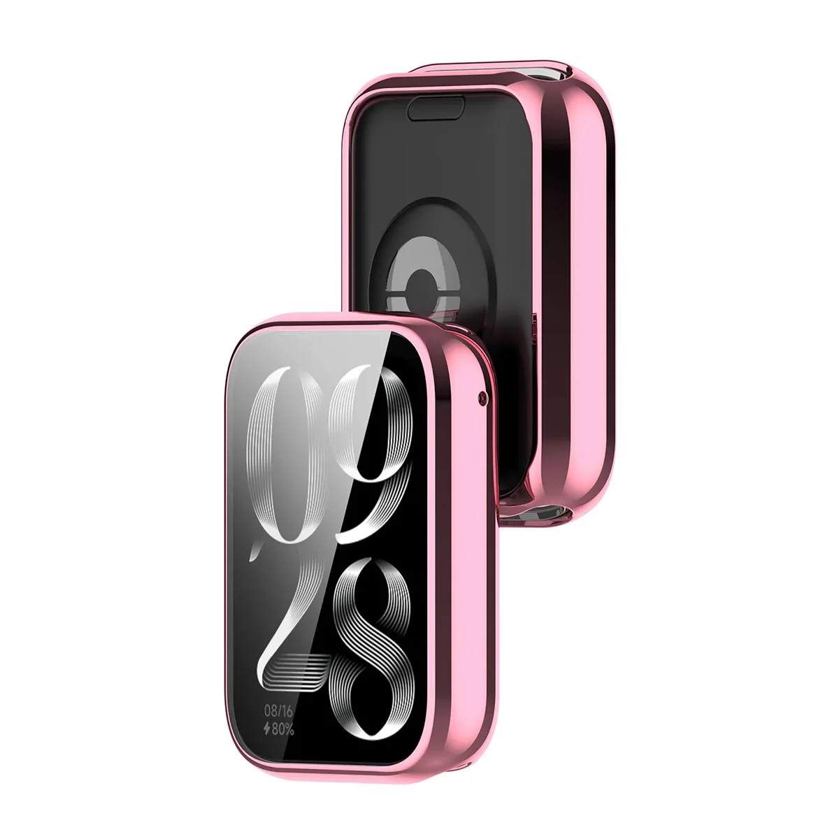 

Для Xiaomi Smart Band 8 Pro Чехол для часов из ТПУ ENKAY HAT PRINCE Гальванический чехол для часов с защитной пленкой для экрана - розовый