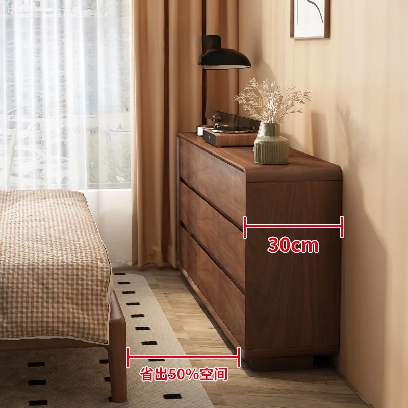 Solid wood cabinet 30cm ultra-thin medieval style storage cabinet bedroom bedside cabinet light luxury and high-end feeling 3