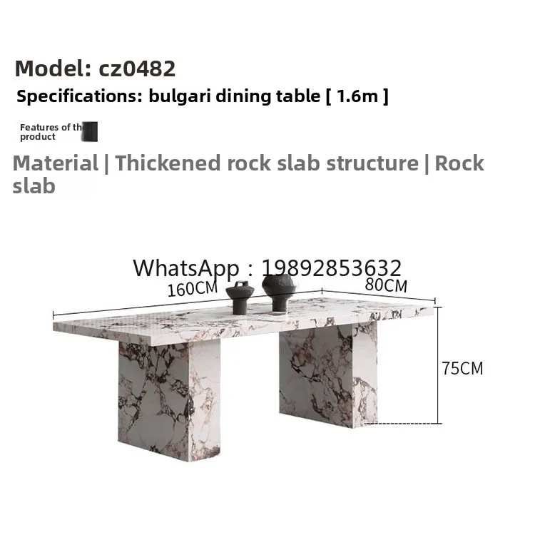 YFY Italian Minimalist Rock Plate Luxury Stone Dining Table Venice Brown Light Luxury