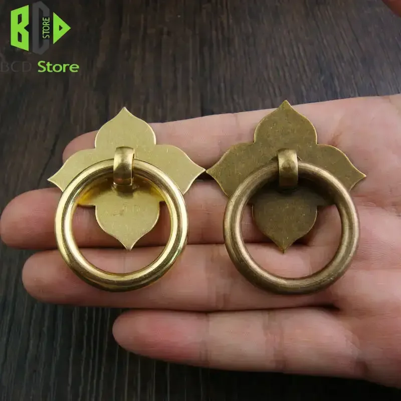 BCD Antique Drawer Pulls Kitchen Door Handles And Knobs Brass Leaf Shape Cabinet With Screw Hardware Ancient Furniture