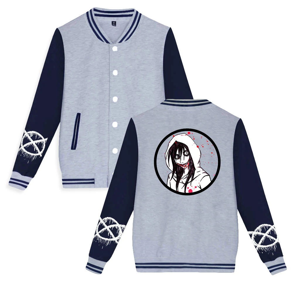 Creepy pasta Print Autumn Winter Holiday Preppy Unisex Youthful vitality Clothes Chic Style Baseball Uniform