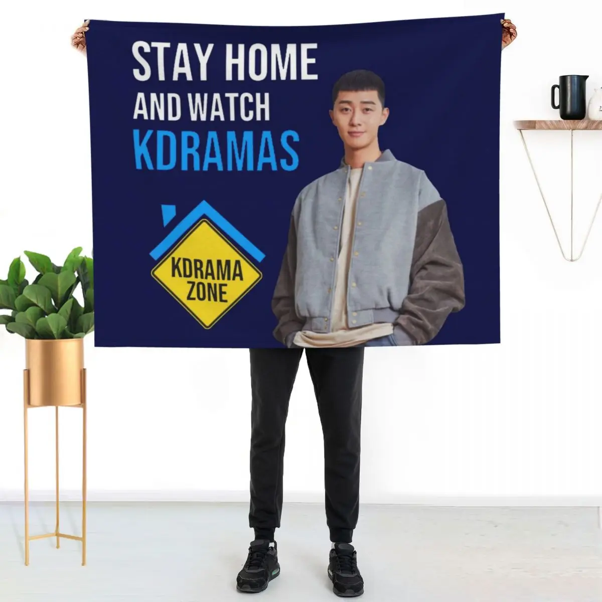

Stay Home and watch kdramas park Seo joon Throw Blanket Multi Purpose Soft Warm Blanket for Home Travel