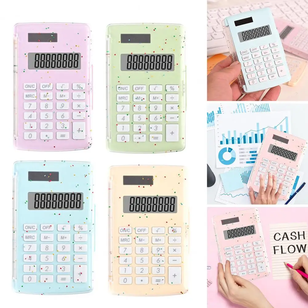 Calculadora de pantalla fácil de usar, calculadora de escritorio operada por batería Solar con pantalla Lcd, suministros de oficina para estudiantes