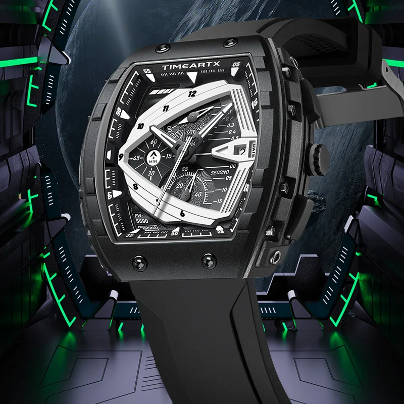 

Мужские часы TIMEARTX, 45 мм, с большим циферблатом, хронограф, кварцевые часы, роскошные модные мужские наручные часы в подарок