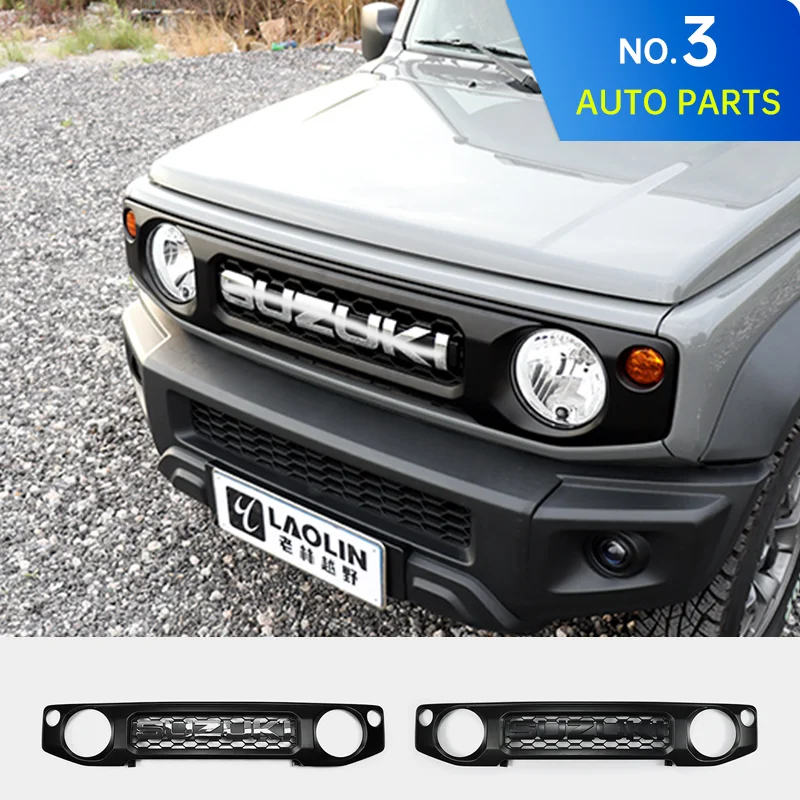 Front Grille ABS Front Bumper Center Grille For 2019-2024 SUZUKI Jimny JB64 JB74 Car Grills With Big Logo Exterior Accessories