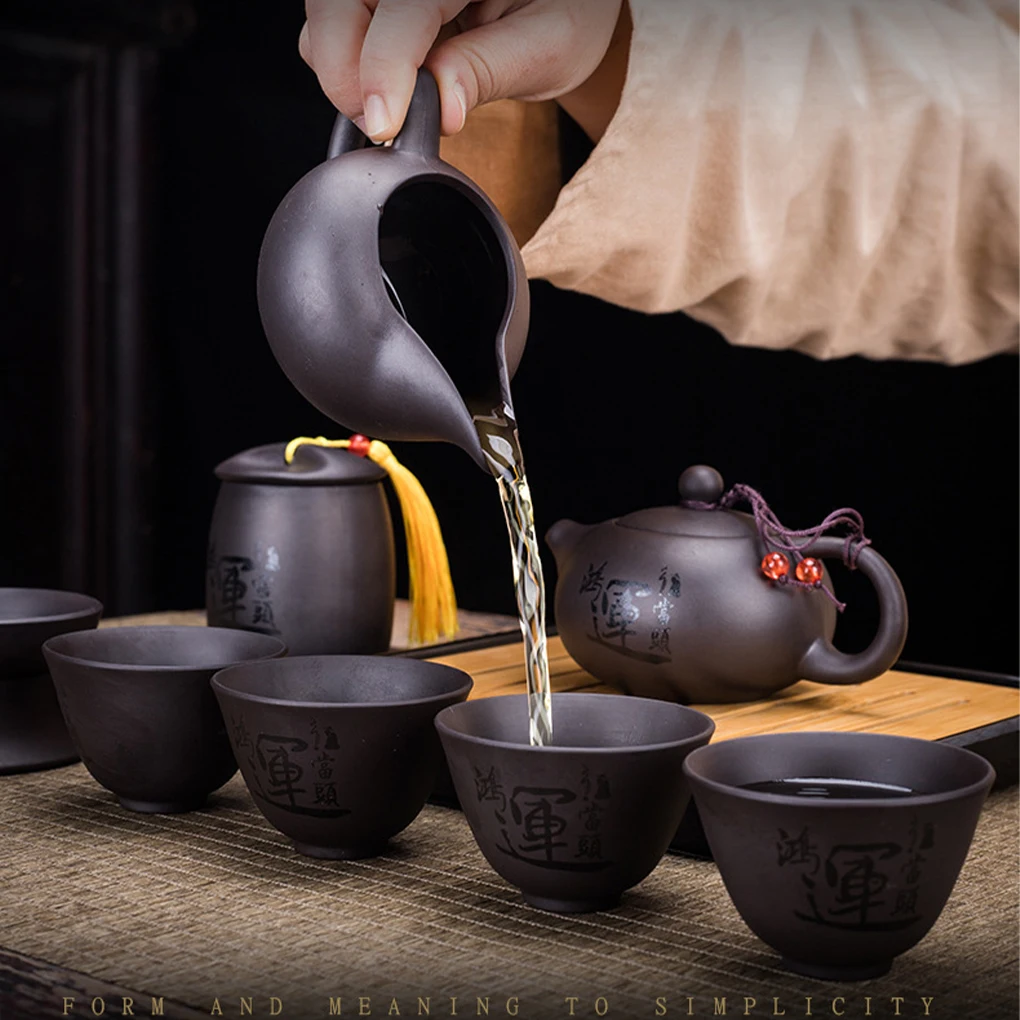 10PCS Purple Clay Kung Fu Tea Set Chinese Tea Set Porcelain Tea Cup Set Teapot Tea Cup Portable Tea Set Storage Bag