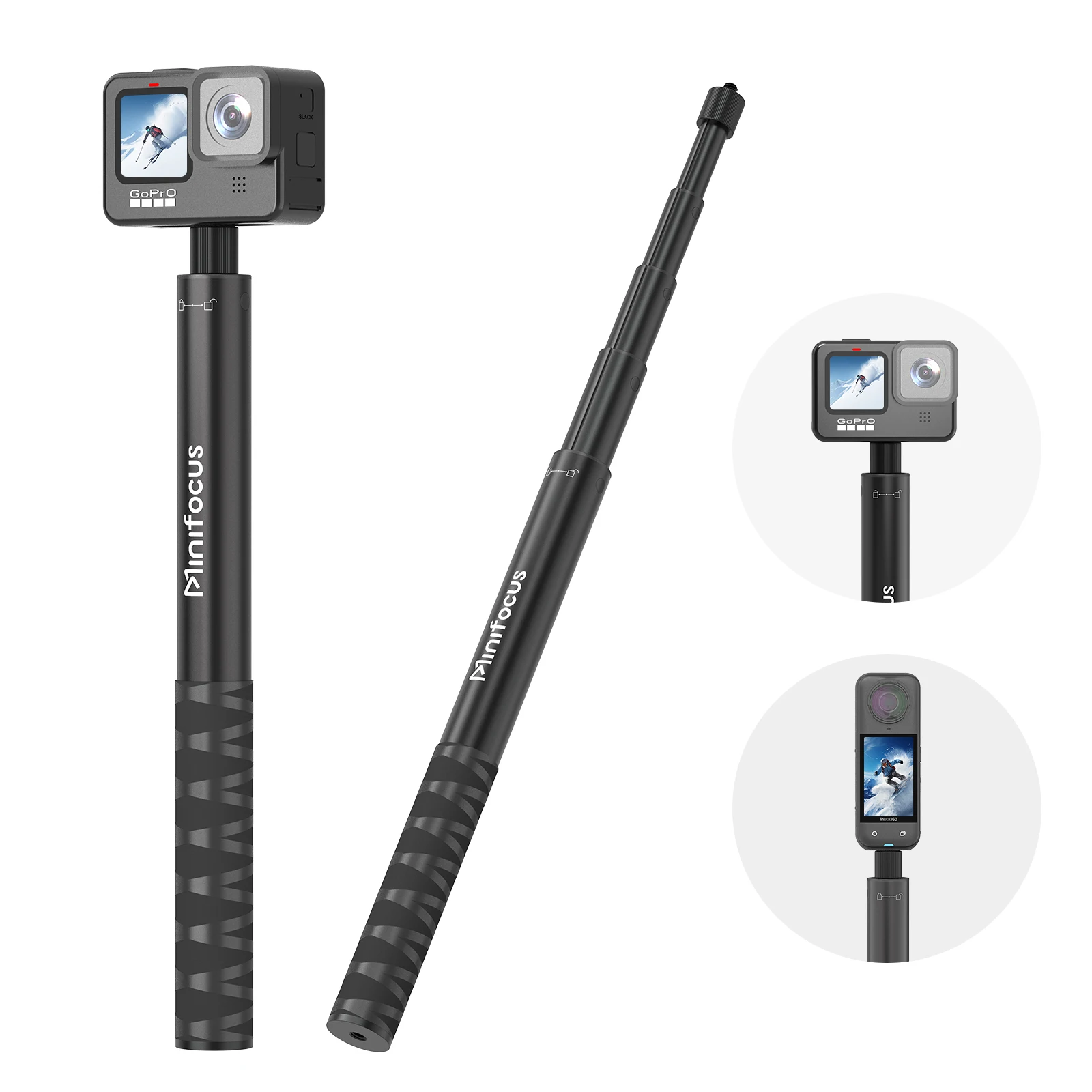 Bastão de Selfie Invisível de 45 polegadas, Monopé Extensível de Liga de Alumínio 1/4'' para Câmeras Insta360 X5 X4 X3 ONE X2 DJI Osmo 360 GoPro Max