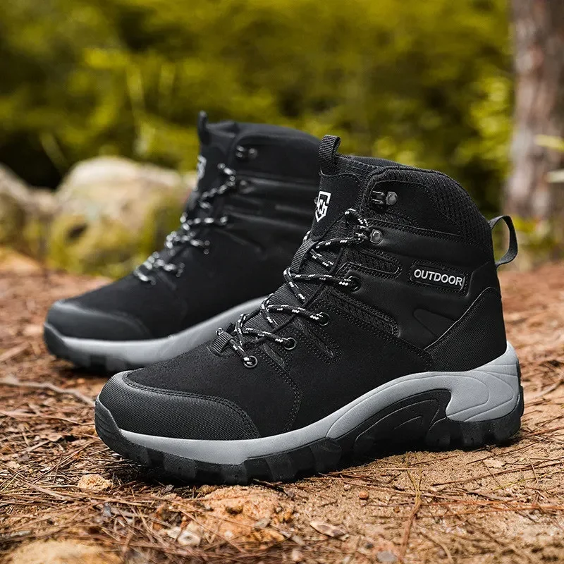 

New Fashion Black Men's Hiking Boots Big Size 48 Waterproof Outdoor Boots Men Non-slip Tactical Boots Zapatillas Trekking Hombre