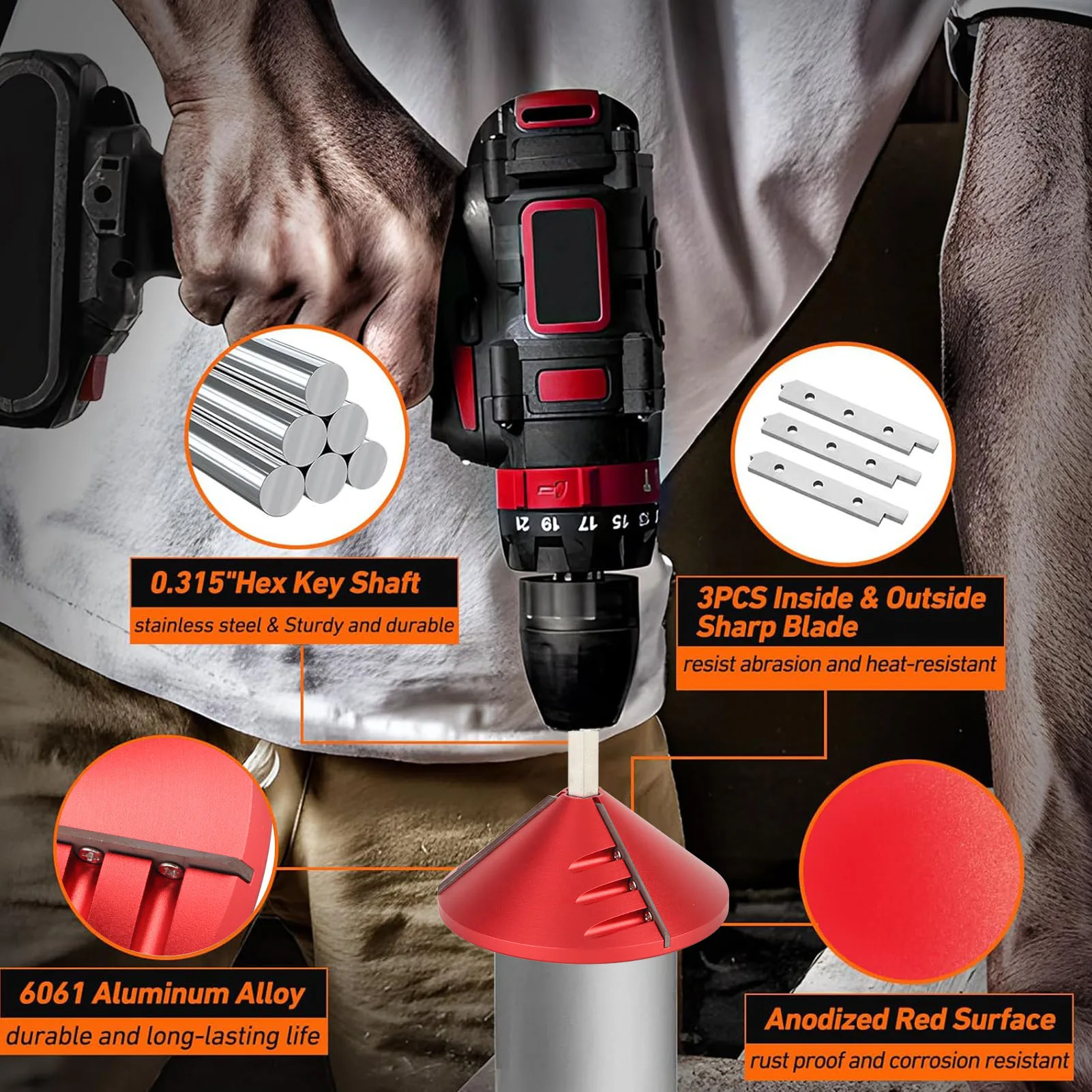 Inner Outer PVC Deburring Tool PVC Deburring Tool 2 in 1 Inner Outer CPVC ABS PP PE Pipe Chamfer Reamer Plumbing Tools