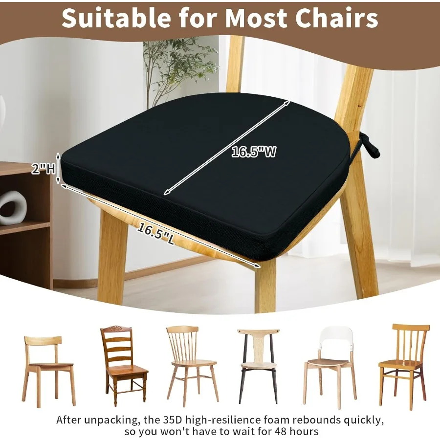 وسائد كرسي لكراسي الطعام، عبوة من 2 وسائد مقعد إسفنجية عالية الكثافة 35D لكراسي المطبخ مع أربطة غير قابلة للانزلاق وقابلة للإزالة #2