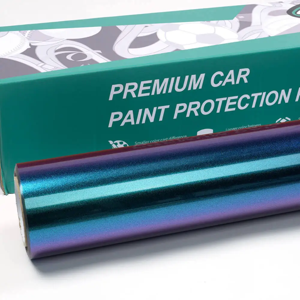 New Arrival Premium Car Body PVC Stickers Super Stretch Color Change Car Wrap Vinyl Car Sticker  Chameleon Purple Blue