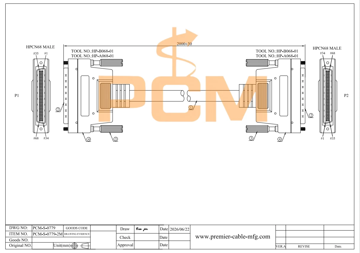 HPCN68 68-Pin-zu-HPCN68 68-Pin-Kabel, High-Density-SCSI-Signalkabel, abgeschirmtes Datenkabel für industrielle Automatisierungsgeräte – Detail 3