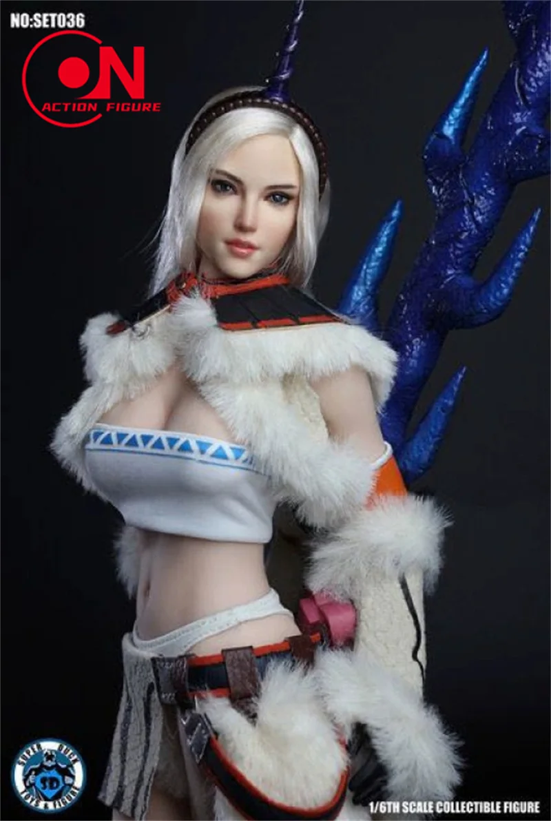 In Voorraad SUPER DUCK SET036 1/6 Soldaat Sexy Vrouwelijke Hunter Hoofd Carving Model Fit 12-inch Action Figure