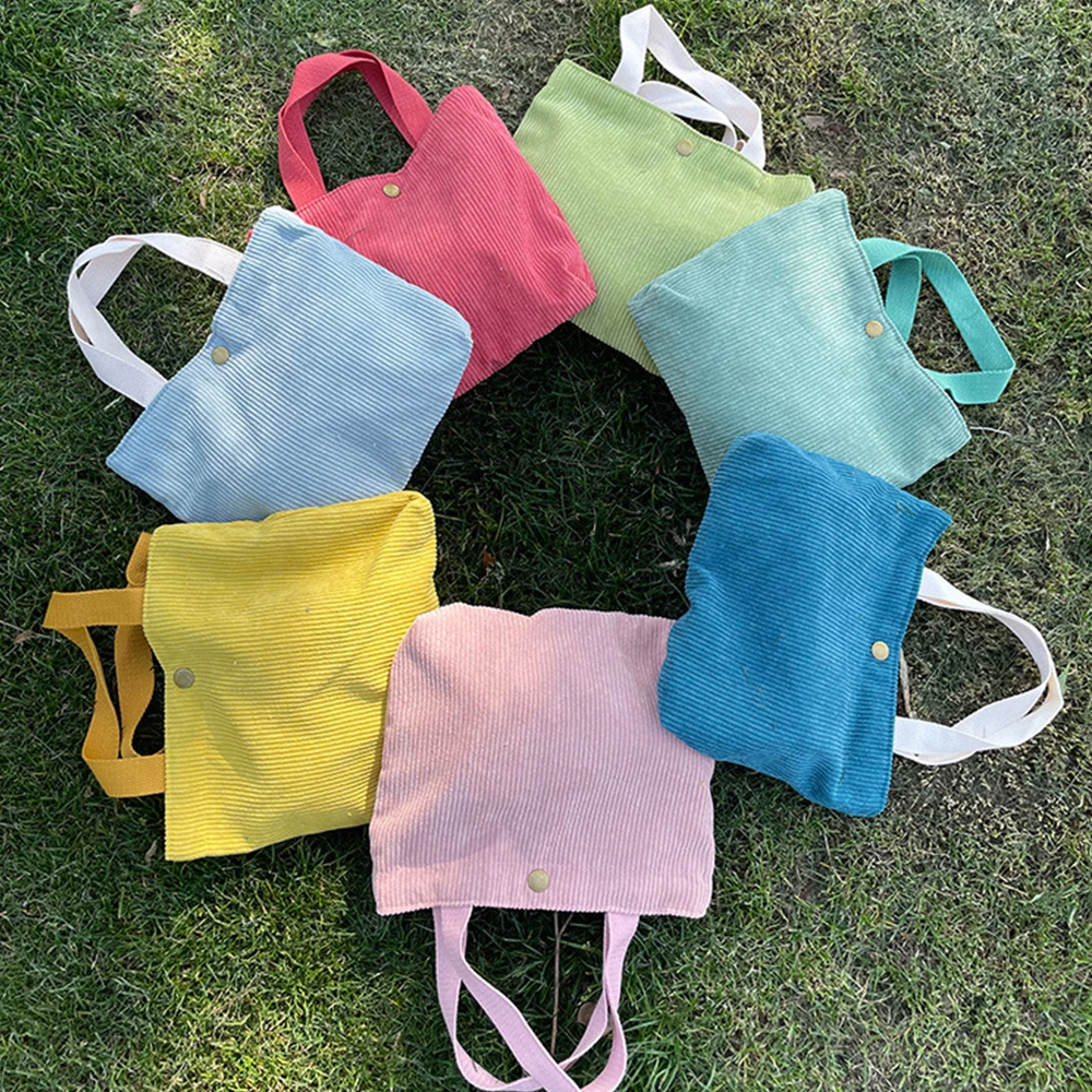 ISKYBOB-bolsa pequeña de pana para el almuerzo para mujer, bolso de mano portátil de lona ecológico, Mini bolsa de comida para pícnic para