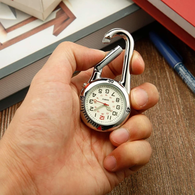 Clip On Carabiner Watch Alloy Mater Carabiner Digital Watch For Hikers Mountaineering Outdoor Backpack Luminous Sports Watches