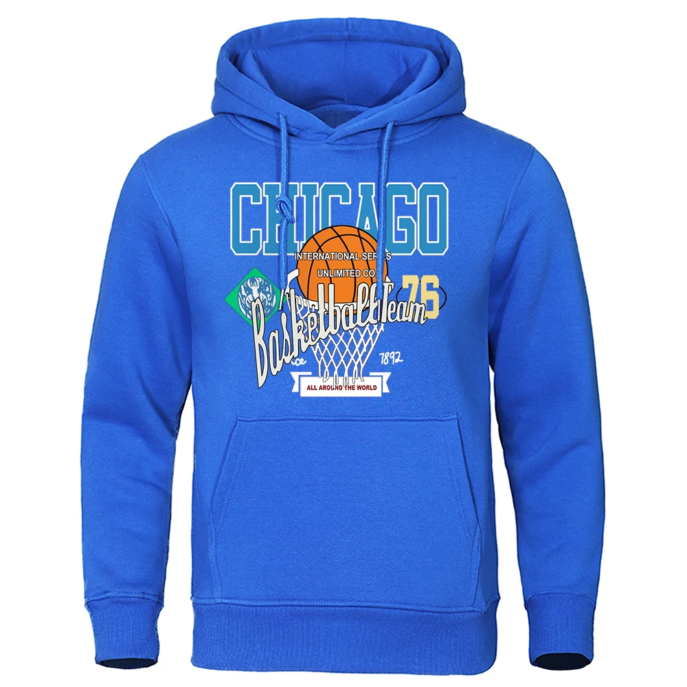 Chicago International Series Unlimited Co Men Hoodies O-Neck Cartoons Hoody Loose Pullovers Streetwear Autumn Fleece Menswear