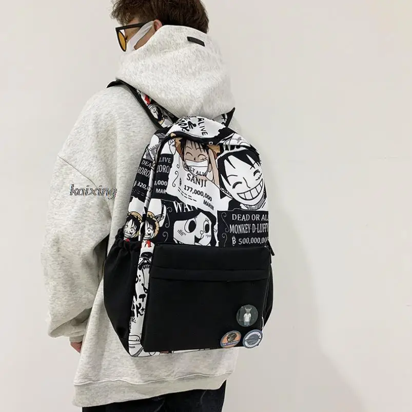 

Hot One Piece Luffy Male Students Trendy And Cool Large Capacity College Japanese Junior High School Cartoon Graffiti Backpack