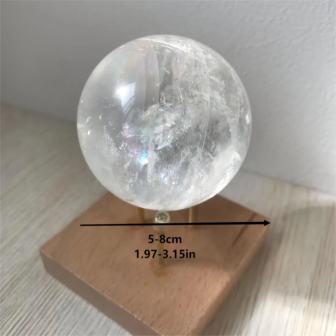1pc Optical White Calcite With Rainbow, Crystal Ball, Calcite Ball With Rainbow Inclusions, Home Decor, Holiday Gift