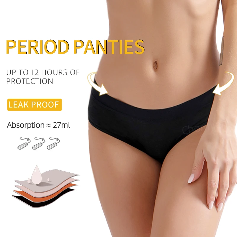 4 Layers Menstrual Panties Sexy Women\'s Underwear Bamboo Fiber Sealing Large Absorption Up Lot Physiology Cotton Plus Size Women