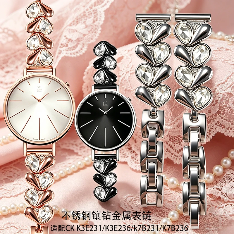 Correa de reloj de metal de acero inoxidable de 14 mm para mujer, compatible con Calvin Klein CK K3E231 K3E236 K7B231 K7B236 K1I235