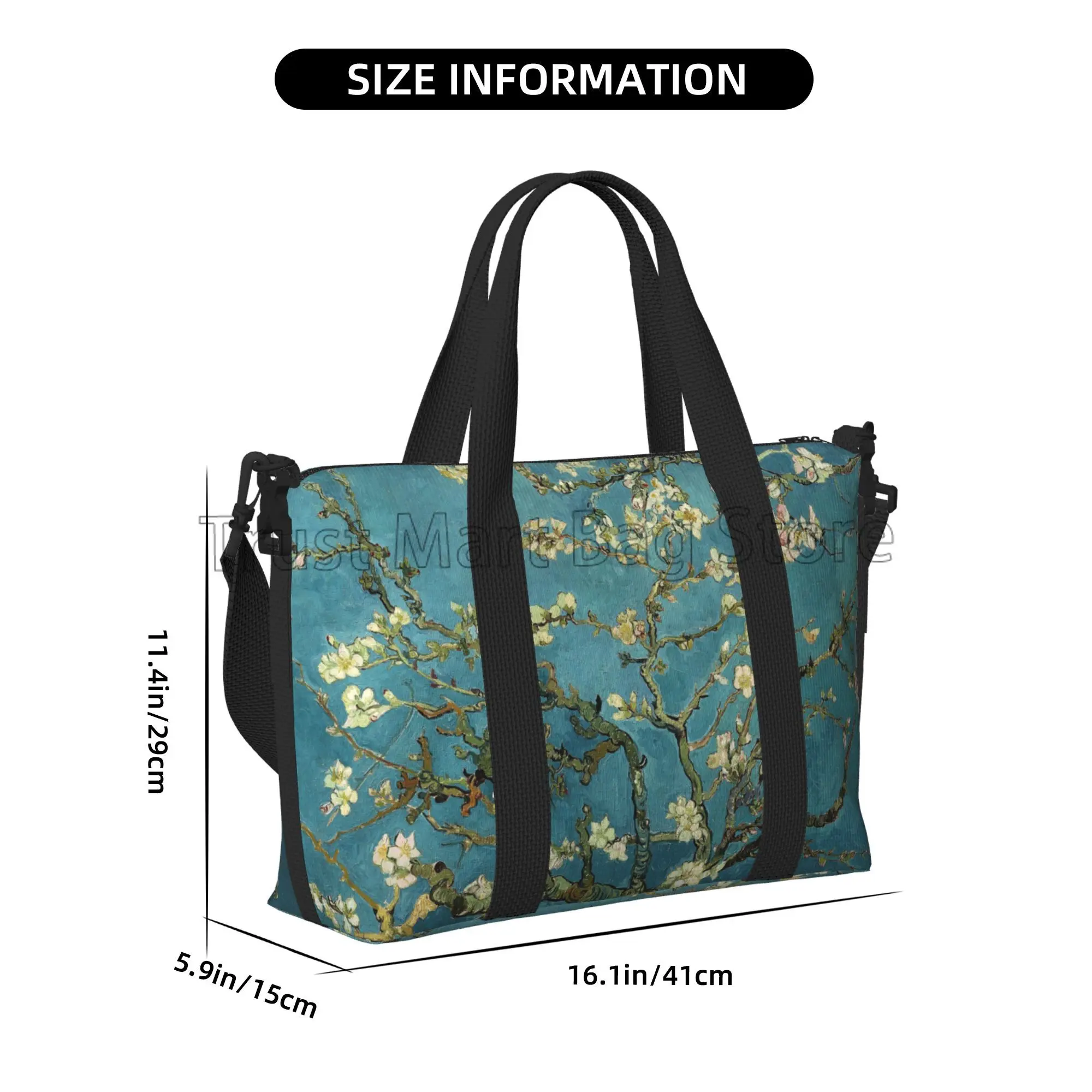 Vincent Van Gogh Almond Blossom Travel Duffle Bag Multifunctional Durable Handbags Waterproof Weekender Overnight Bags for Women