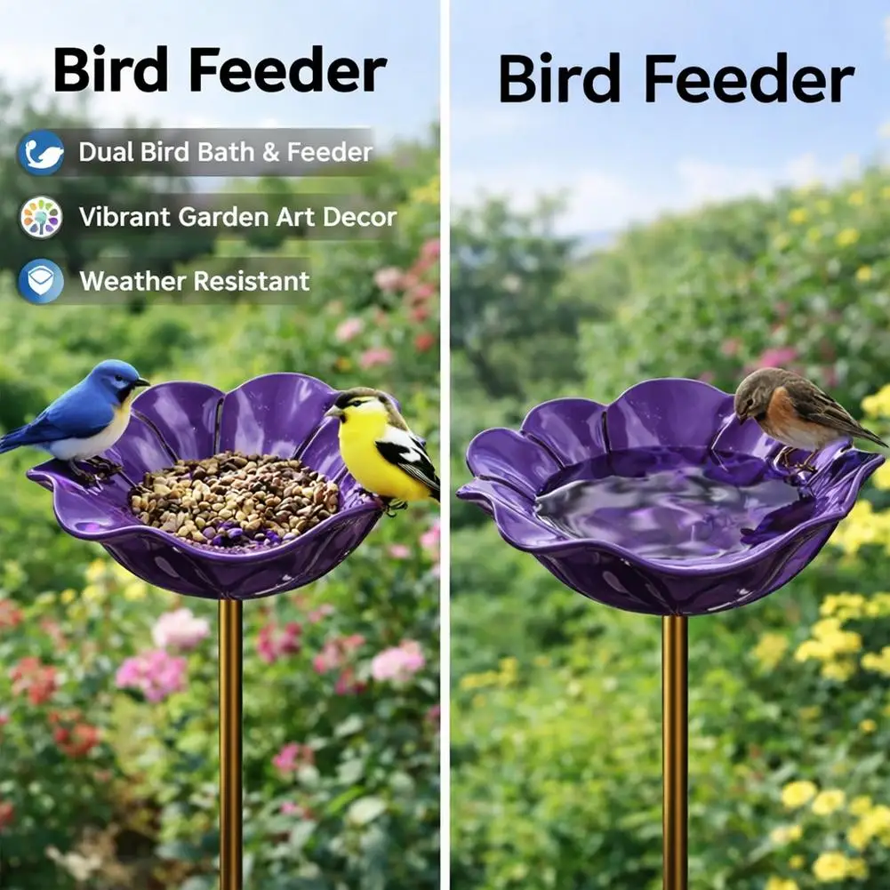 Handcrafted Metal Flower Garden Stake Ground Insert Iron Floral Sculpture UV Resistant Rust-resistant Bird Bath Stake 2026 New