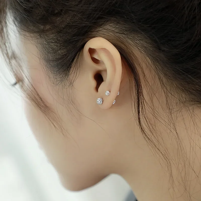 925 Sterling Silver Ball Back Hanging Stud Earrings Niche Design Sense Zircon Korean Earring Lady Birthday Fashion Jewelry Gift
