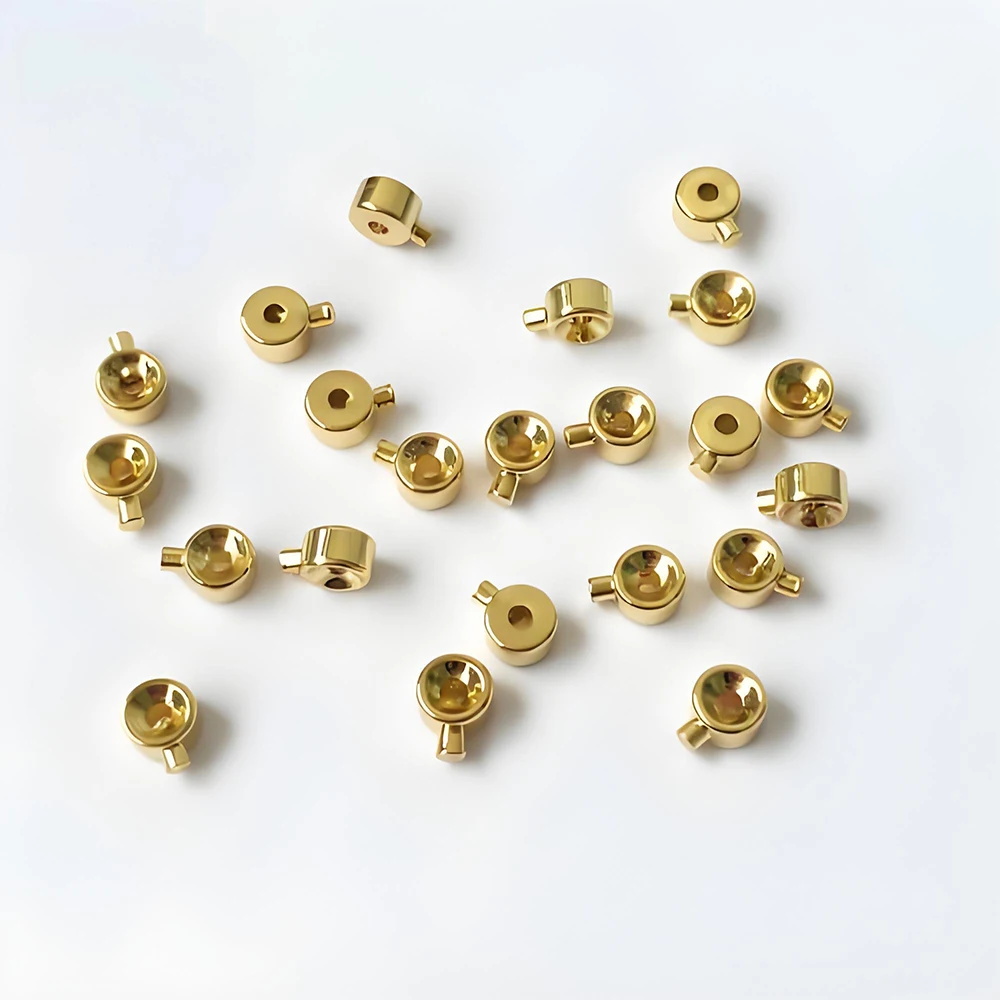 Pure 18k 14K Gold End Clip Tube Beads Cap Fine Jewelry Making DIY Accessories Findings Steeling Wire End Stop Au750 Crimp Beads
