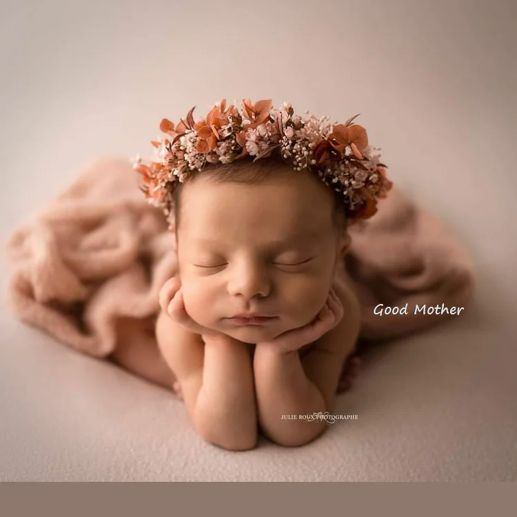 Tocado de fotografía para recién nacido, diadema de material de flores inmortales, accesorios para el cabello, luna llena, estudio para bebés de 100 días y un año