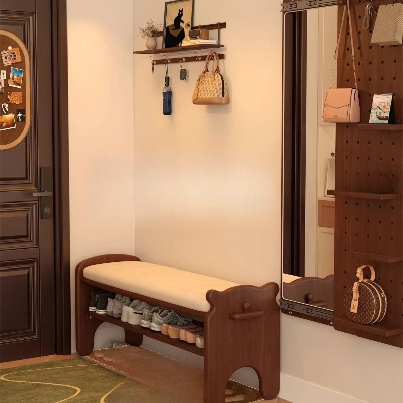 

Solid wood shoe changing household soft bag shoe shoe rack into the house integrated into the door can