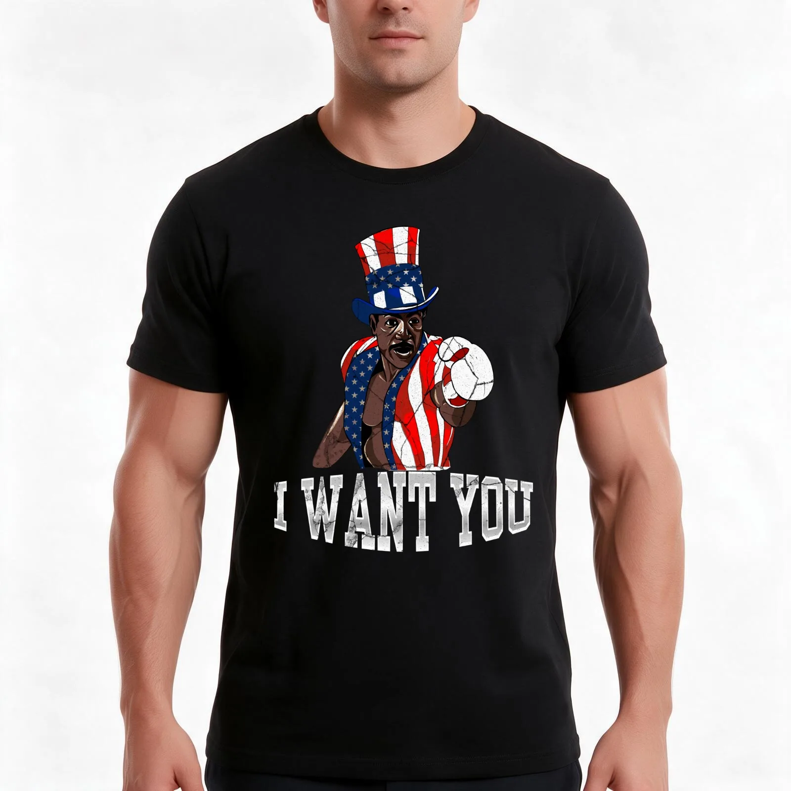 I want you Apollo Creed T-Shirt Summer Casual Cotton Tee Oversized Streetwear Tops Vintage Graphic Print Unisex Men Women