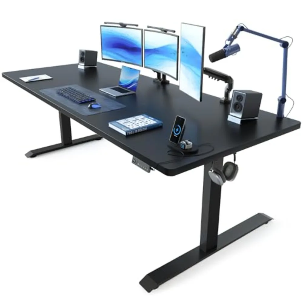 71 x 37 Inch Electric Standing Desk with Integrated Dual-Beam & Cable Management, Memory Height Adjustable Computer