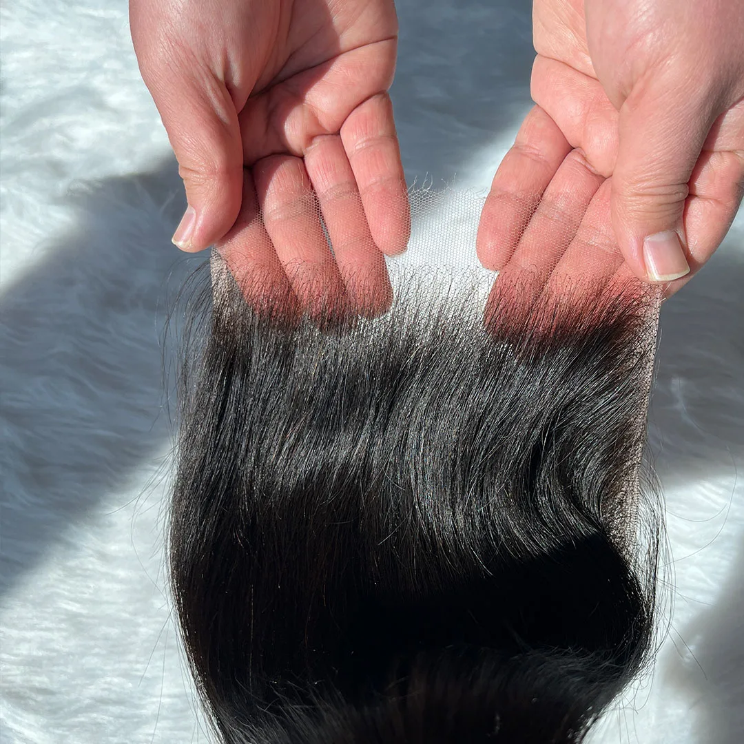 

TOP Single Knots 5x5 Hd Кружевная застежка Прямая 13x6 Кружевная фронтальная застежка Ручная завязка из человеческих волос Свободная часть Hd Кружевная застежка