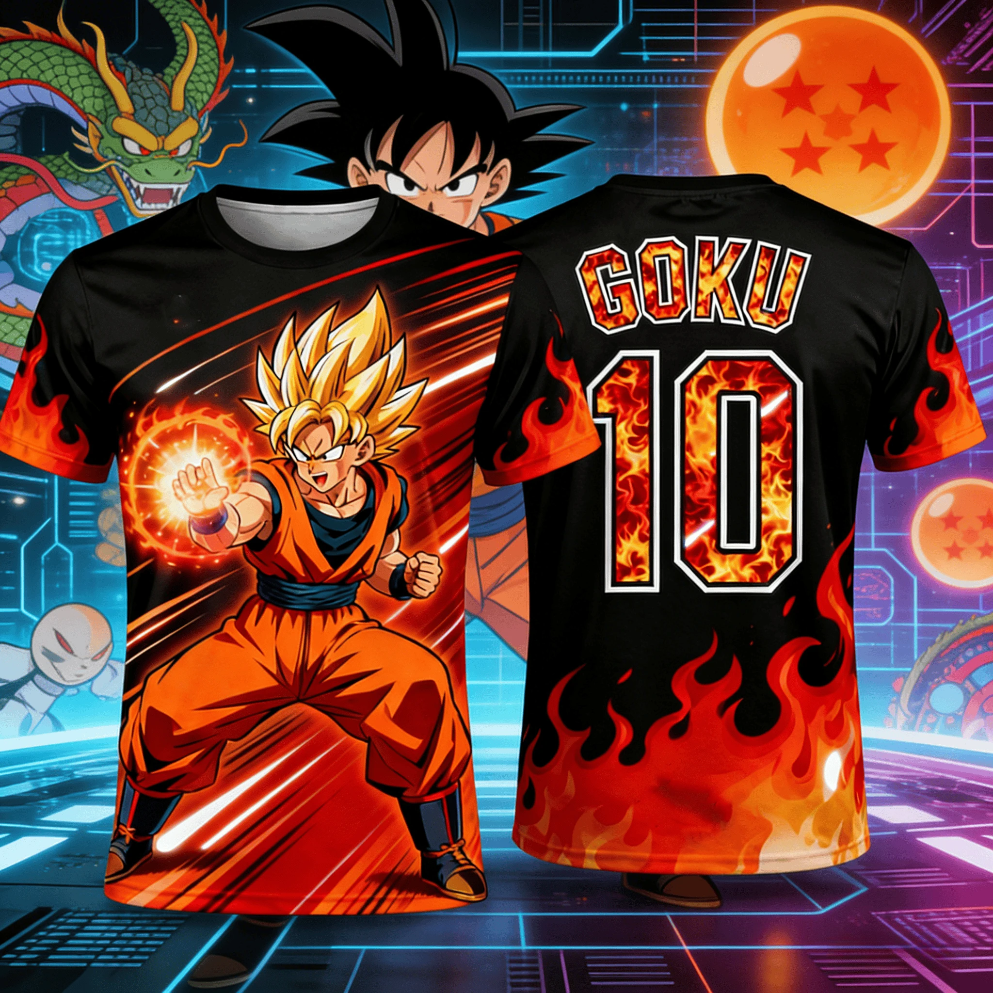 

2026 Summer Dragon Ball T-Shirt 3D Print Goku Kamehameha Oversized Loose Breathable Gym Streetwear Unisex Tee for Adults Kids