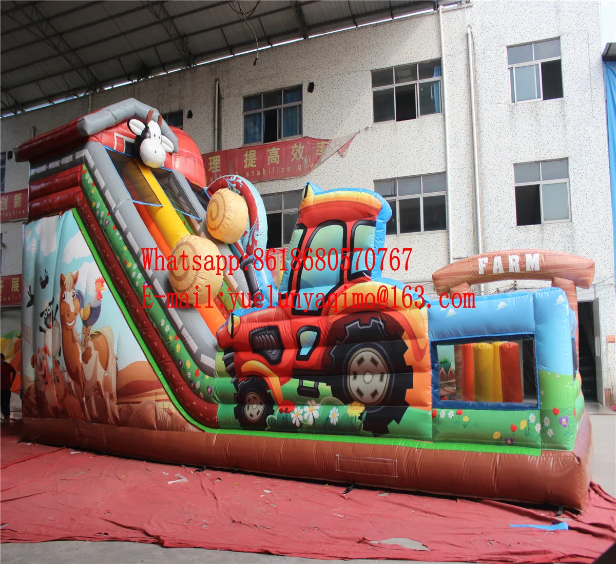 Manufacturers sell large outdoor farm theme inflatable slide castle combination trampoline YLY-096