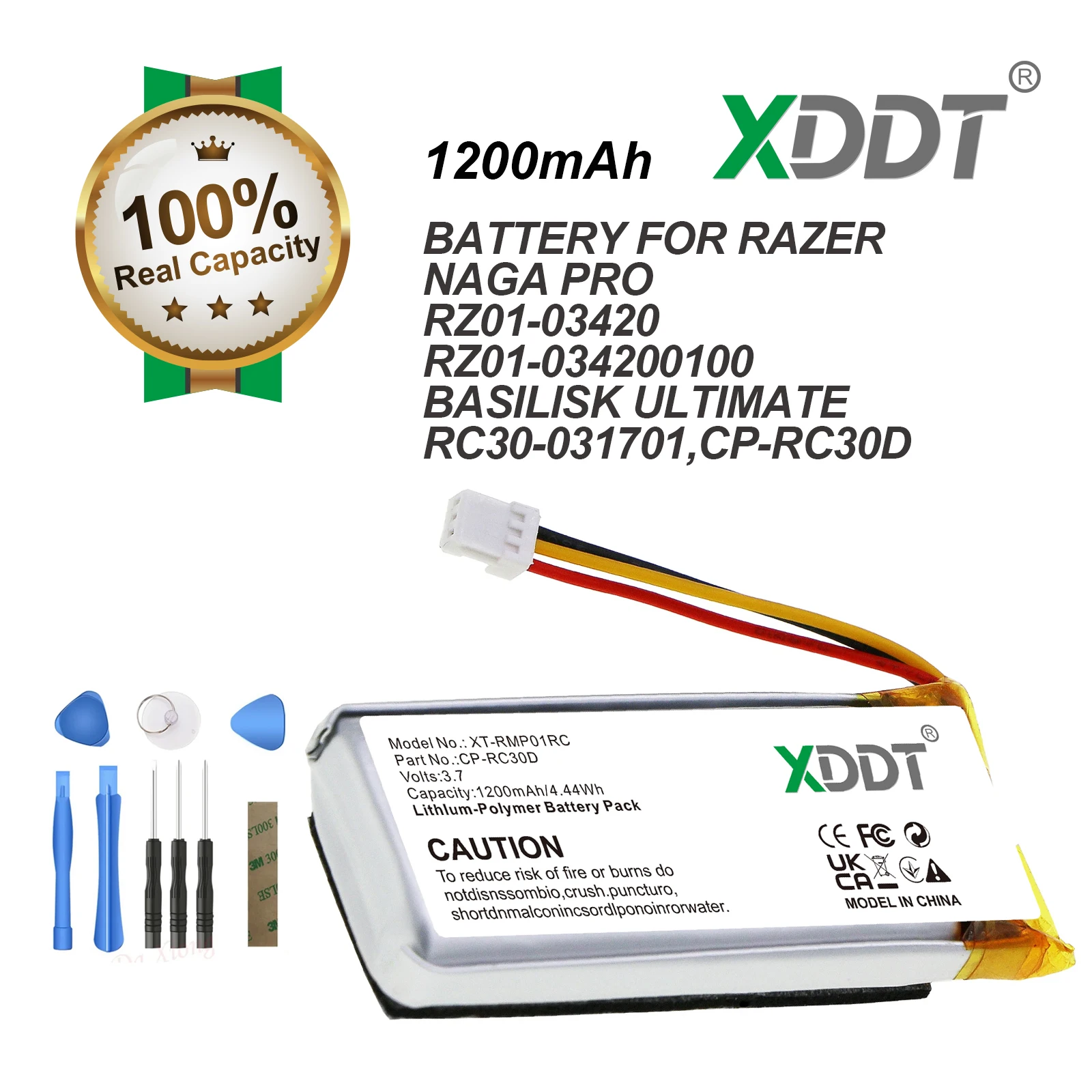 3.7V 1200mAh Keyboard,Mouse Battery CP-RC30D for RAZER NAGA PRO, RZ01-03420, 034200100,BASILISK ULTIMATE,RC30-031701