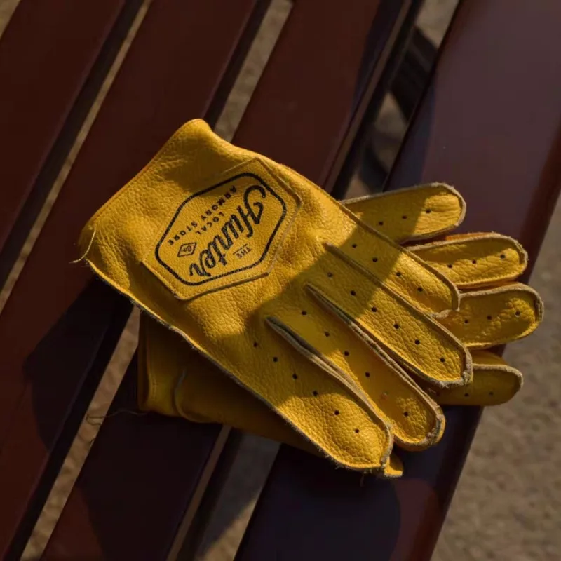 

Противоскользящие кожаные перчатки в ретро-стиле для мотоциклов, велоспорта и фитнеса, прочные и удобные