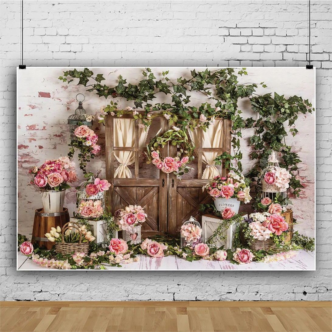 Yeele الربيع عيد الفصح التصوير الفوتوغرافي باب الخشب الأخضر يترك التصوير خلفية التصوير الديكور خلفيات للصور استوديو