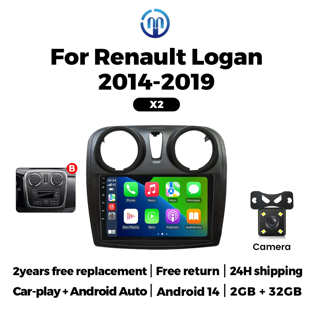 

Автомагнитола MEKEDE с CarPlay и Android Auto для Renault Logan 2 Sandero 2014-2019, интеллектуальная автомобильная система, стерео мультимедиа, авторадио