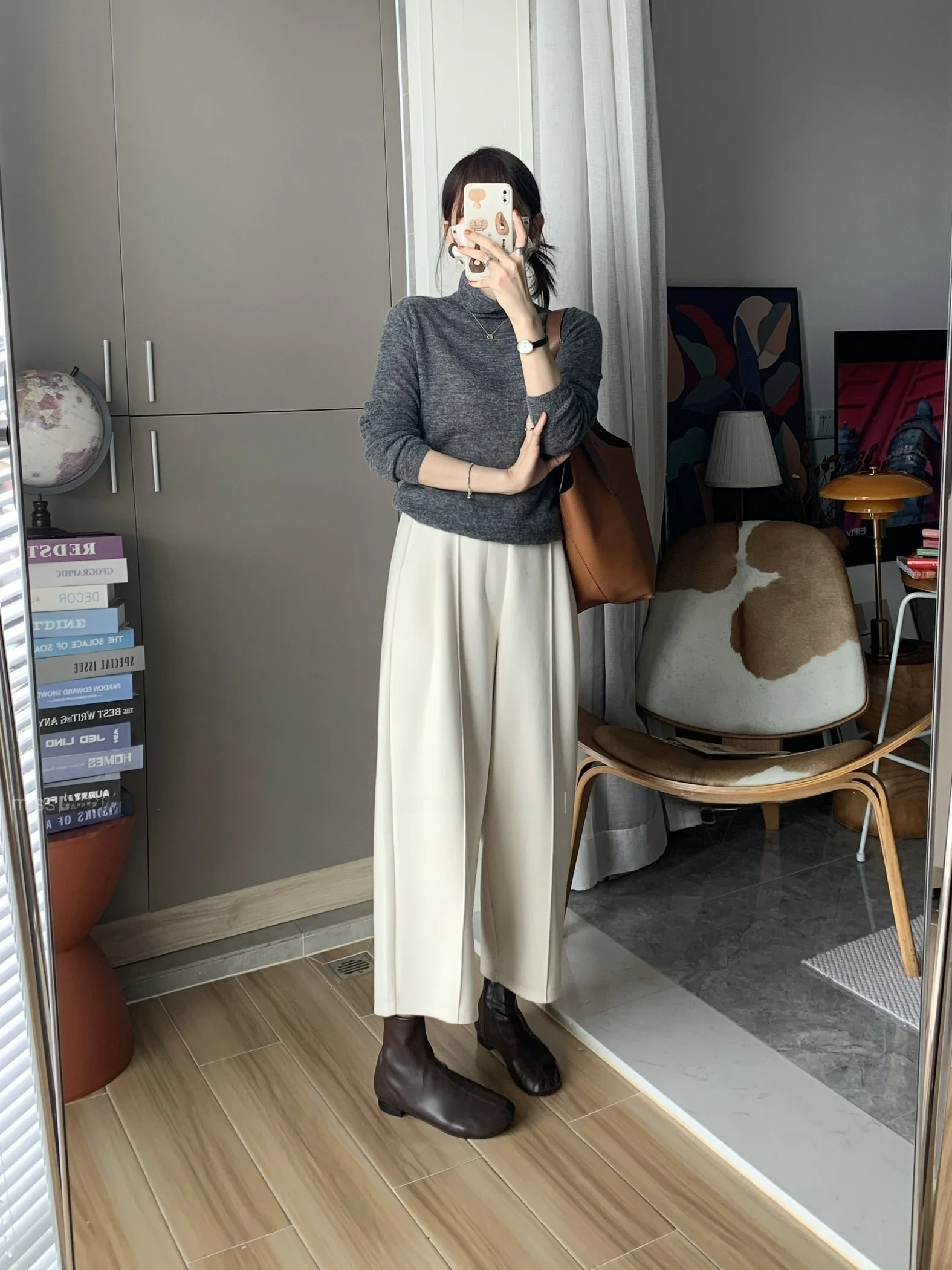 

Miss White Belladonna Autumn Winter Korean Sle Pure Color Alpaca Wool High Collar Women's Slim Fit Knitted Base irt 006