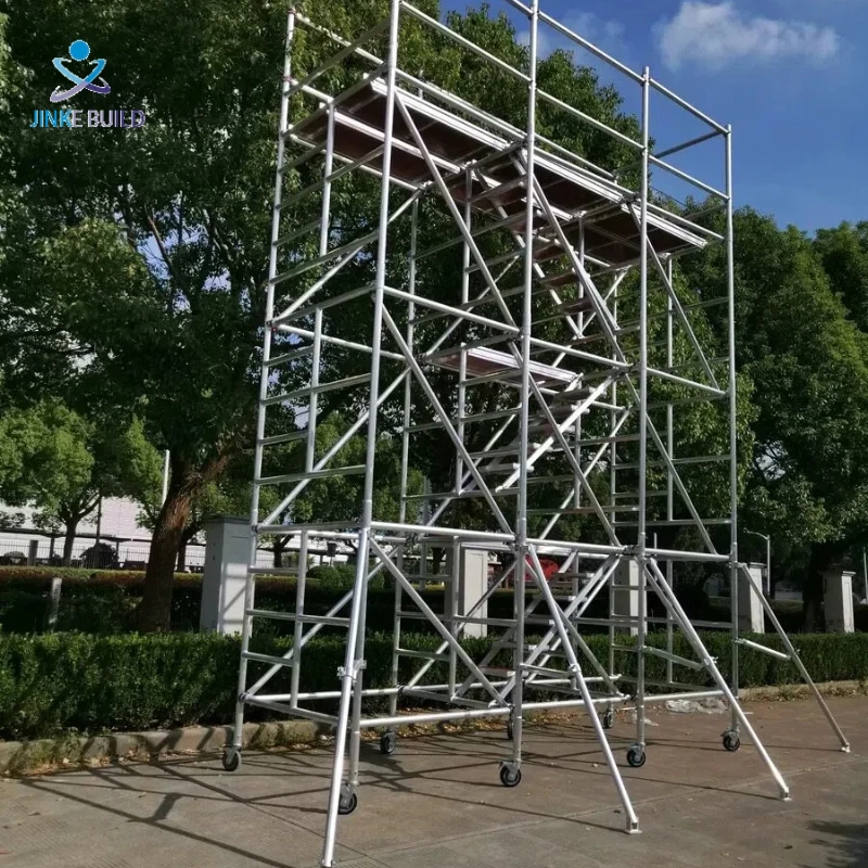 CE Certificate Aluminum Alloy & Steel Mobile Scaffold Tower with Wheels 15.6m Height Hospital Use High Strength Scaffolding